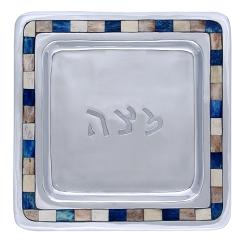 Matza Plate with Blue and White Tiles